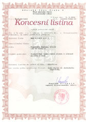 Koncesní listina MARCO-CZECH s.r.o. - Poskytování technických služeb k ochrane majetku a osob